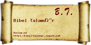 Bibel Talamér névjegykártya